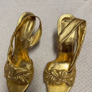 BCBGMaxAzria Metallic Gold Twist Heels